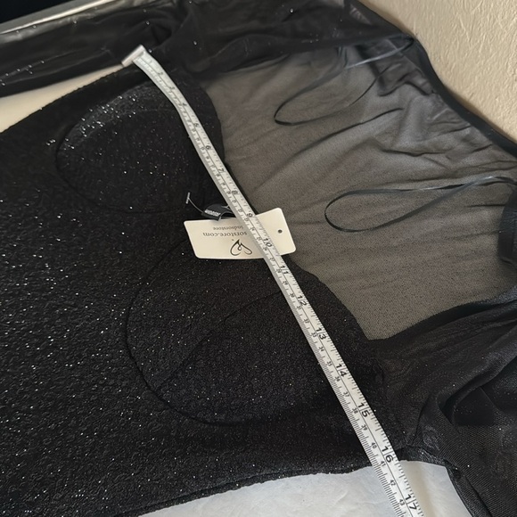 Windsor Women’s Evening Cocktail Dress Black Sparkly With Sheer Sleeves Size L - Picture 9 of 17